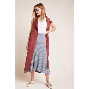Anthropology Maeve Josefine Ribbed A-Line Gray Stretchy Midi‎ Skirt Size Small